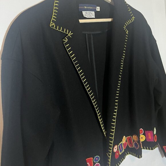 Breeches Women’s Wool Blend Vintage Jackets Médium Size Black Embroidery - Picture 6 of 10